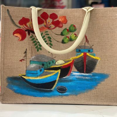 Túi đay vẽ tay tàu thuyền, hoa phượng Hải Phòng 
